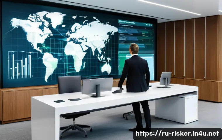 위험관리 프로세스 자동화 사례 - **Image Prompt 1: The AI Business Strategist**
A highly detailed, wide-angle shot of a sleek, mi...